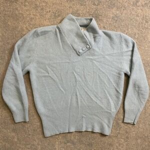 Vintage Distinction Sweater Womens Large Gray Angora Blend Button Collar 90s